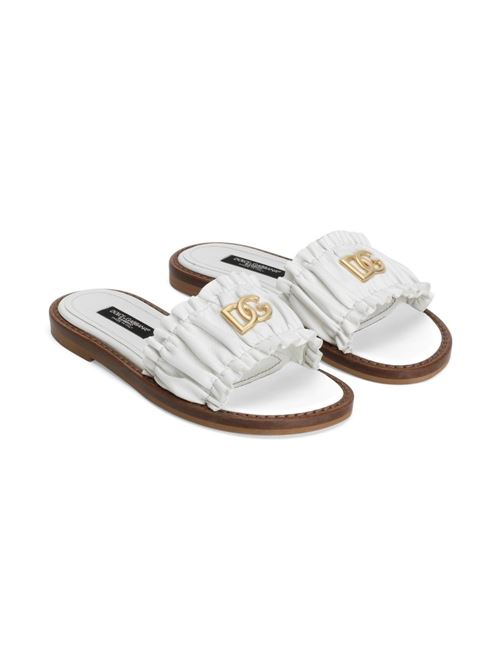 Ciabatte bambina Dolce e Gabbana bianche con logo Dolce & Gabbana Kids | D11373A185080001